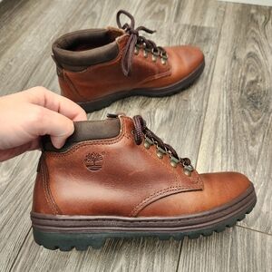 Timberland Womens Brown Leather Chukka Hiking Ankle Lace Up Boots 7.5M